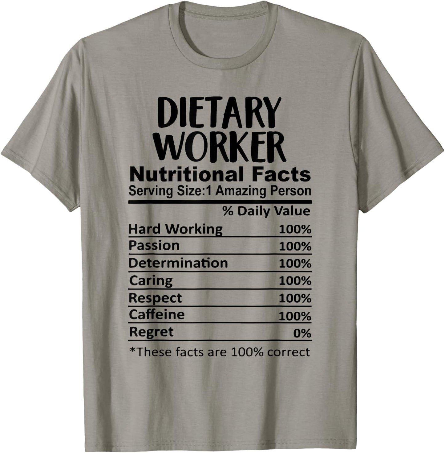 Dietary Worker Nutrition Facts Funny T-Shirt - T-Shirt | Sand