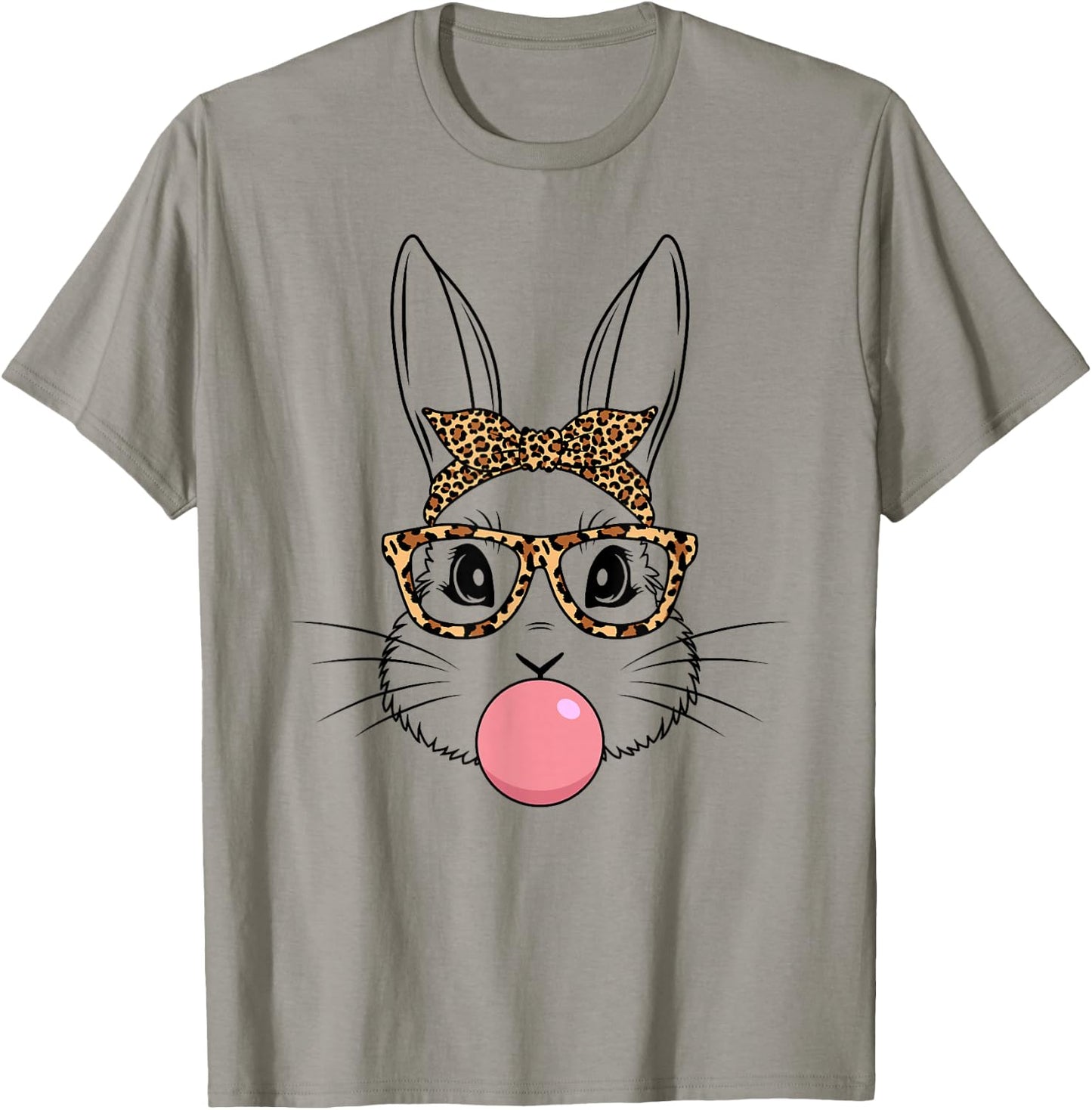 Bunny Face With Glasses Leopard Print Happy Easter Day Women T-Shirt - T-Shirt | Sand