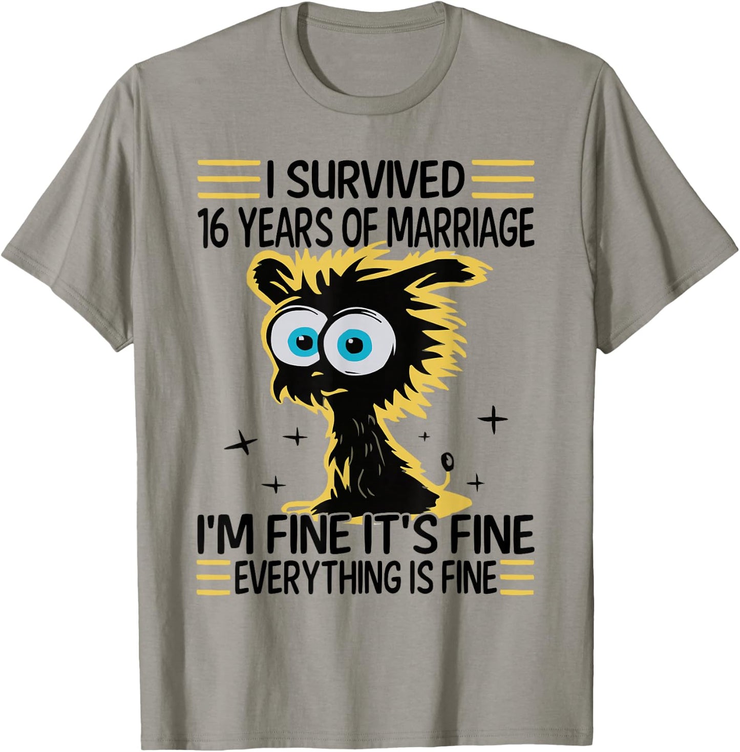 Funny 16th Wedding Anniversary Couples Husband Wife 16 Years T-Shirt - T-Shirt | Sand