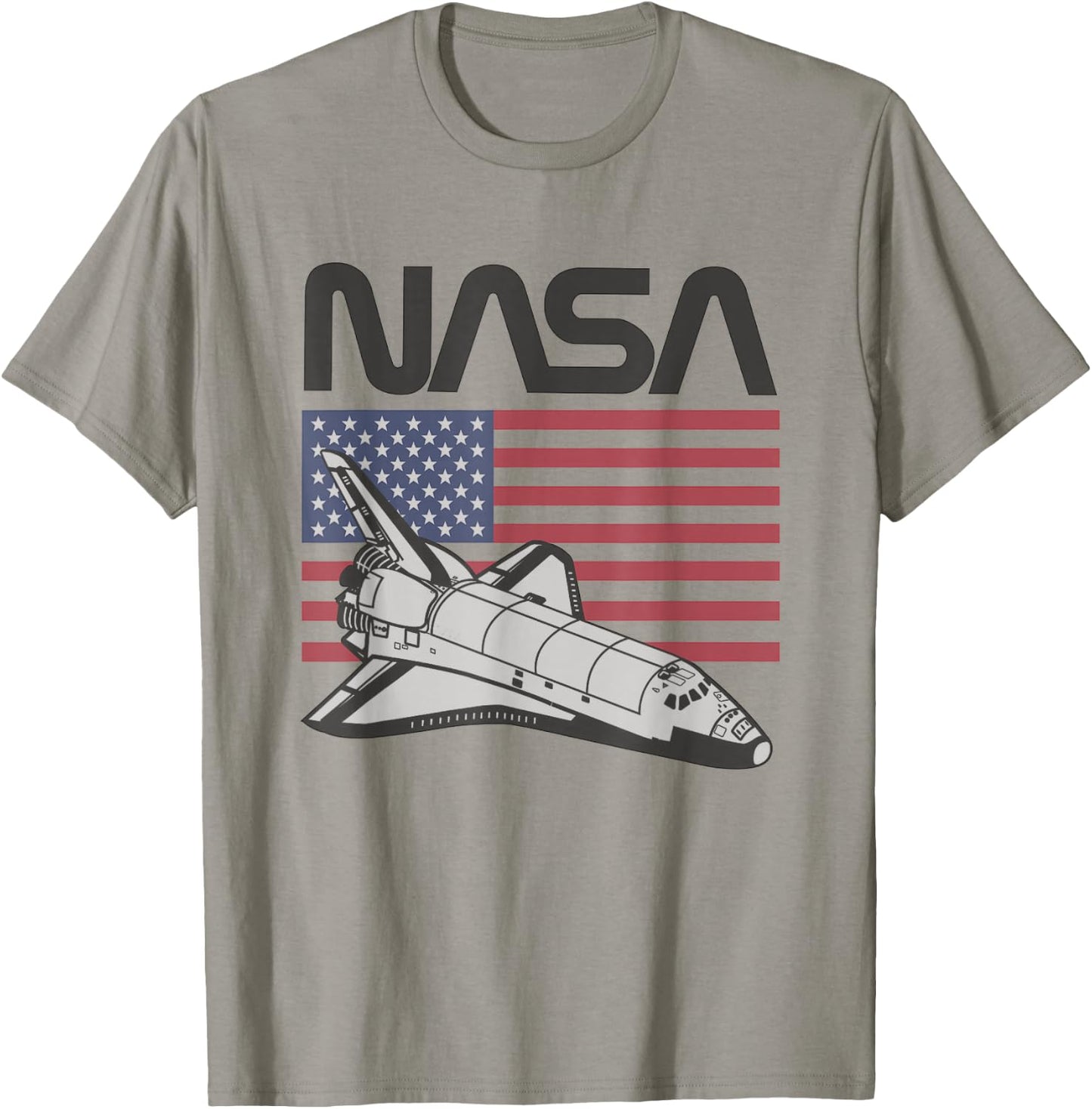 NASA Americana Iconic Space Shuttle Flag Big Chest Poster V2 T-Shirt - T-Shirt | Sand