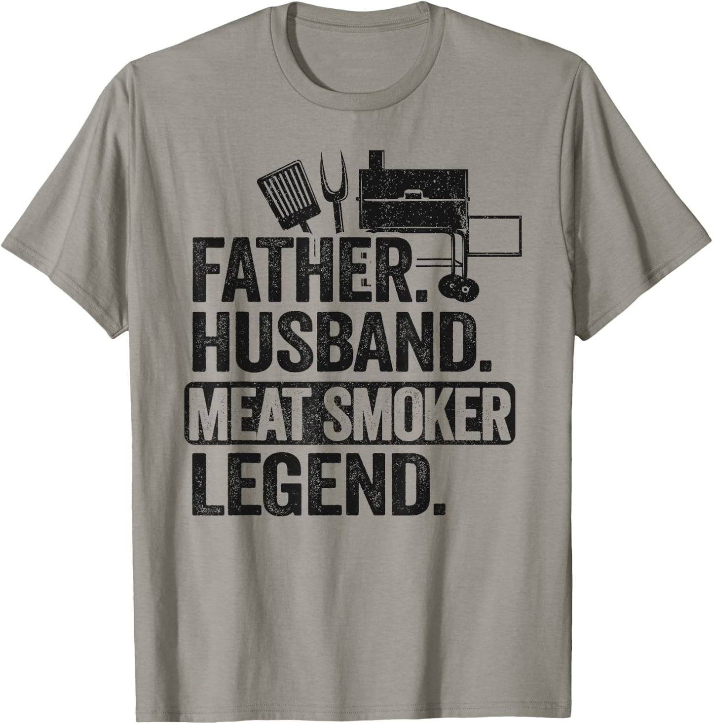 Father Husband Meat Smoker Legend Grilling Dad Meat Smoking T-Shirt - T-Shirt | Sand
