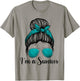 I’m A Survivor Messy Bun Shirt, Ovarian Cancer Awareness T-Shirt - T-Shirt | Sand