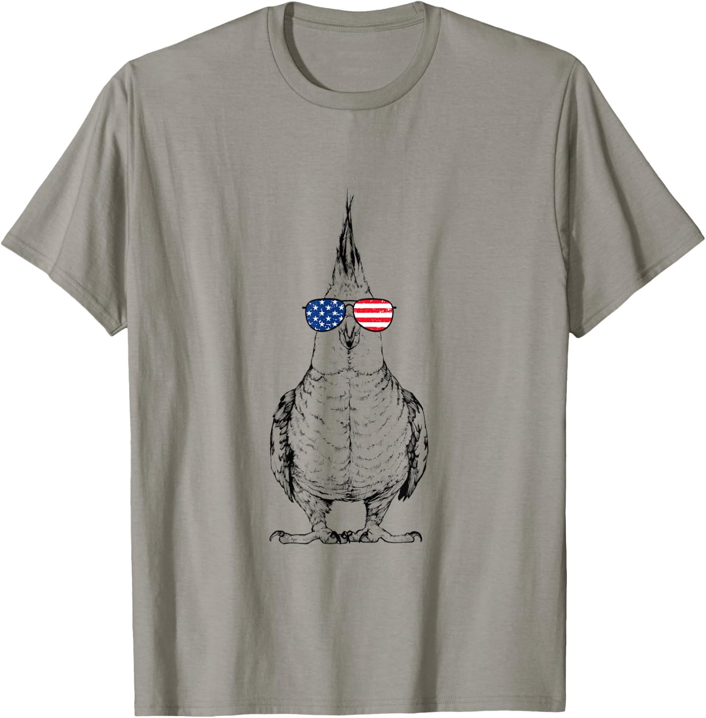 4th of July Cockatiel Bird Patriotic USA Sunglasses American T-Shirt - T-Shirt | Sand