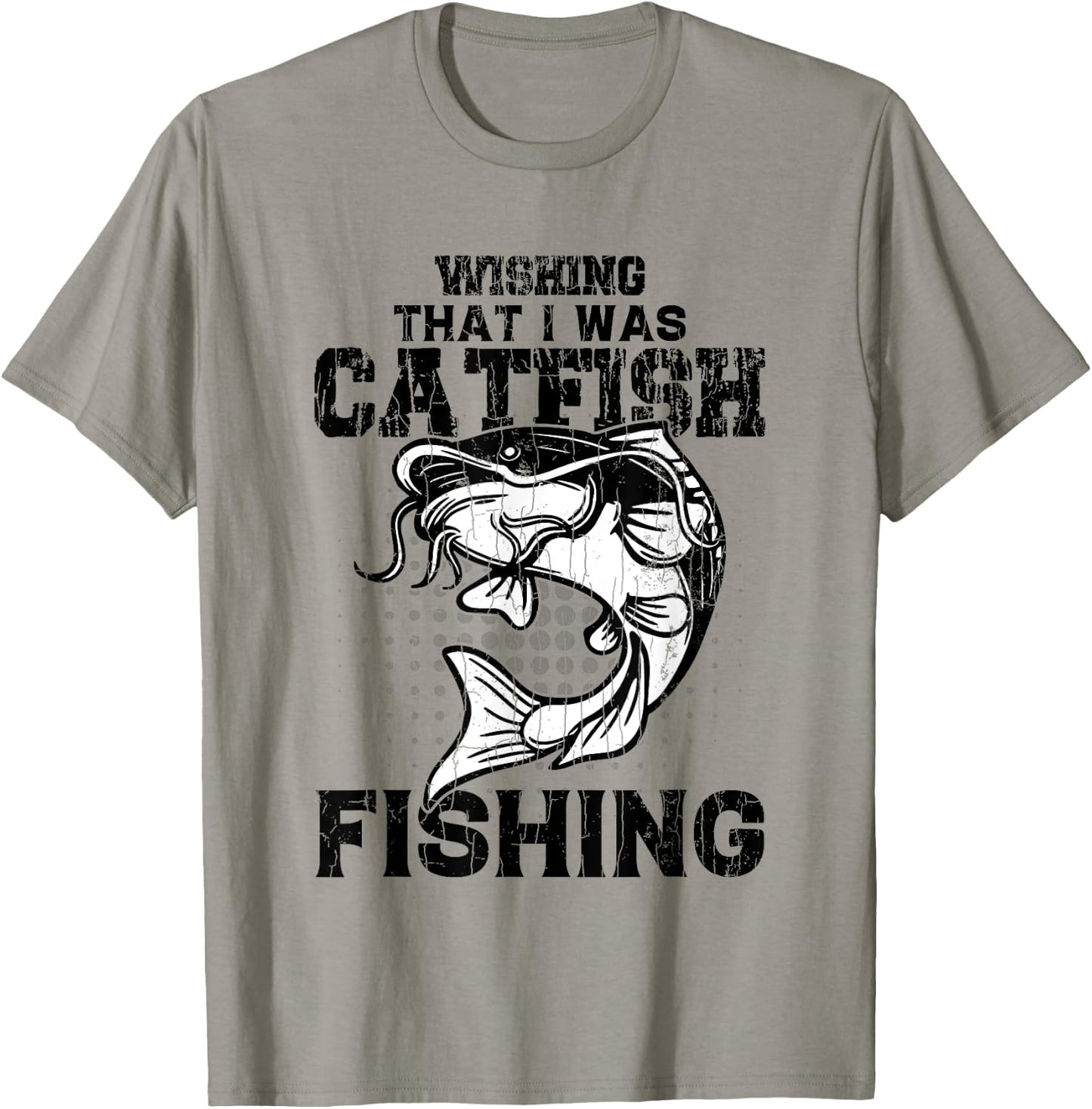 Wishing I Was Catfish Fishing Funny Catfishing Lover Graphic T-Shirt - T-Shirt | Sand