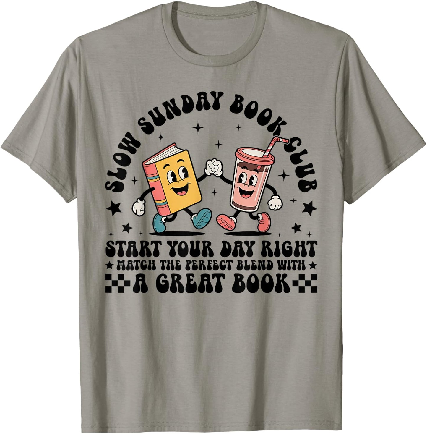 Slow Sunday Book Club Funny Reading Coffee And Book Lovers T-Shirt - T-Shirt | Sand