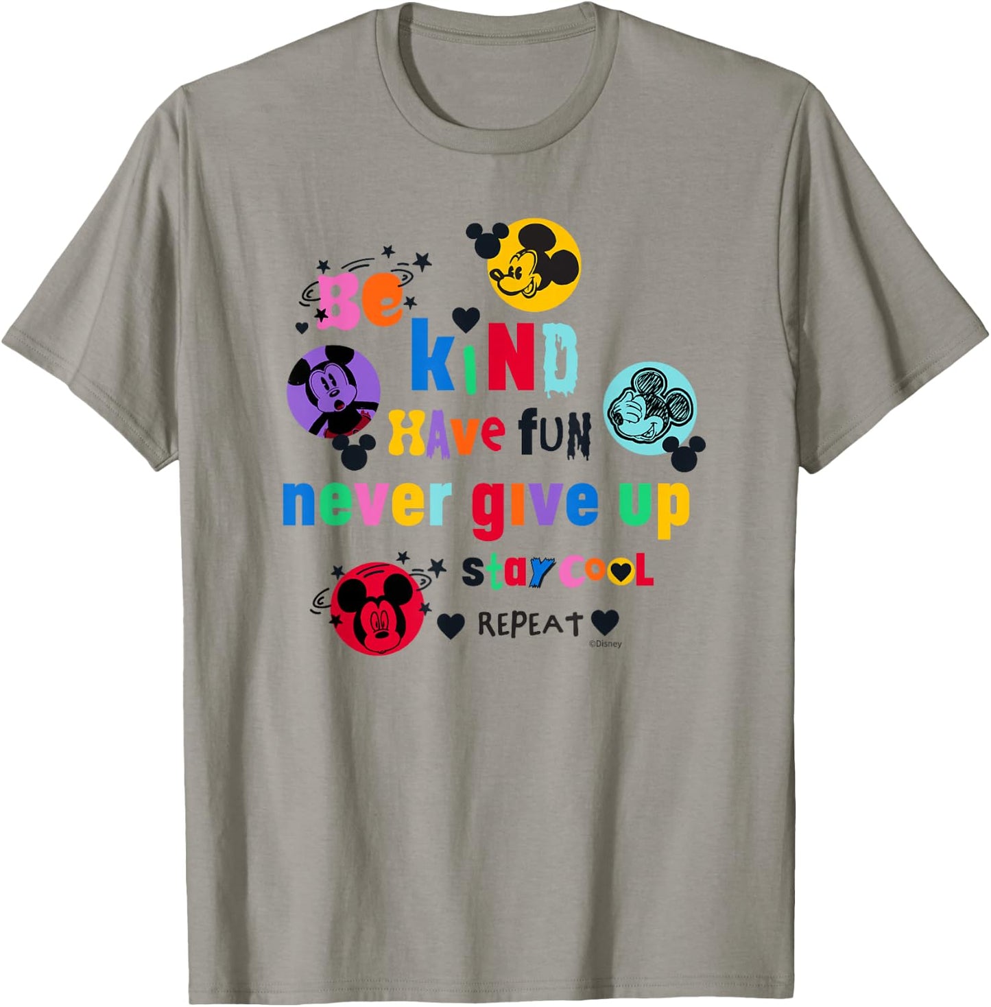 Disney Mickey Mouse Be Kind Have Fun Never Give Up Stay Cool T-Shirt - T-Shirt | Sand