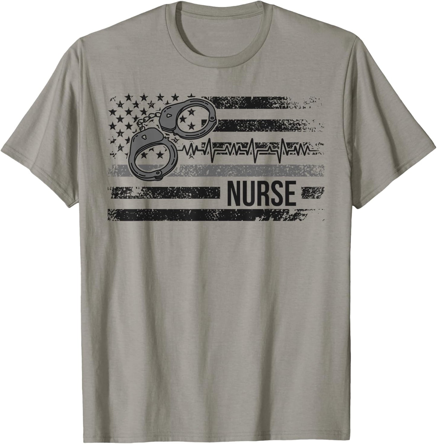 Correctional Nurse American Flag Corrections Nursing T-Shirt - T-Shirt | Sand