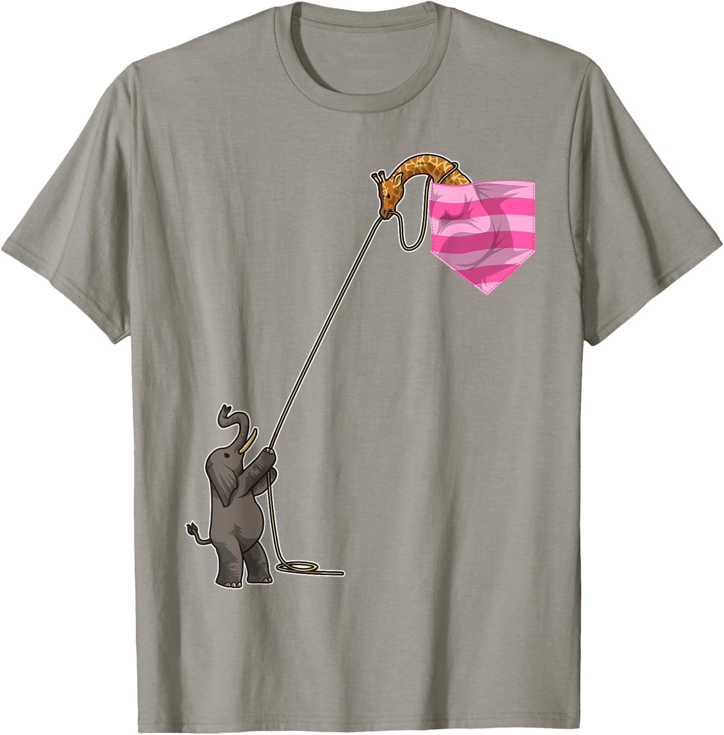 Elephant And Giraffe In A Pocket - Cute Funny Circus Animal T-Shirt - T-Shirt | Sand