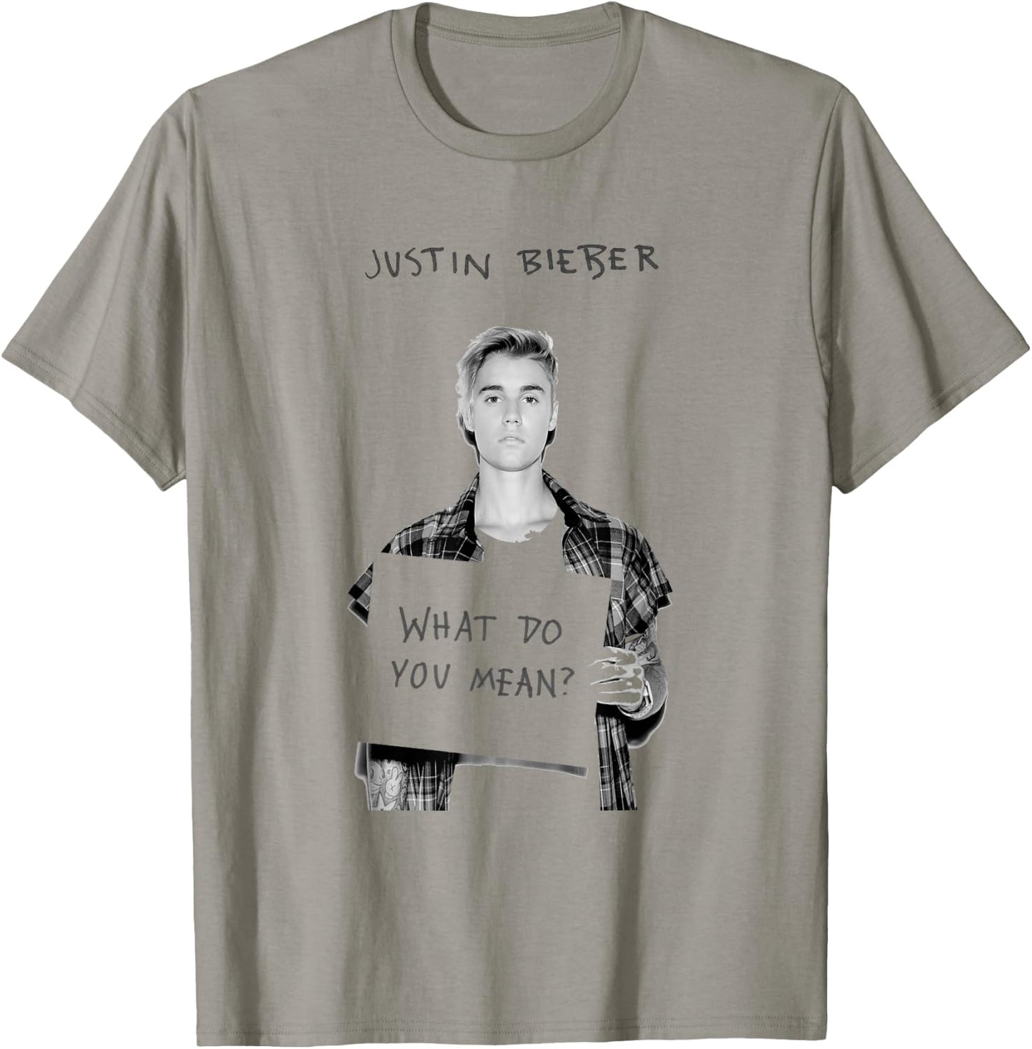 Justin Bieber Official What Do You Mean Single Cover B&W T-Shirt - T-Shirt | Sand