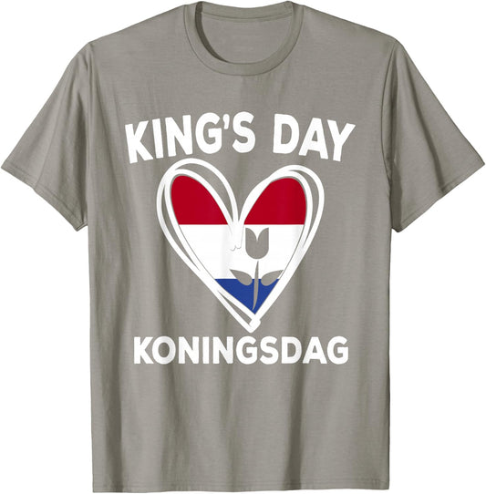 Koningsdag Netherlands 2024 Tulip Heart Kings Day Amsterdam T-Shirt - T-Shirt | Sand