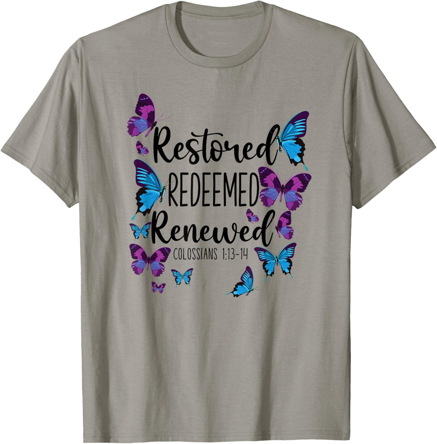 Christian Bible Verse Quote Butterfly Colossians 1:13-14 T-Shirt - T-Shirt | Sand