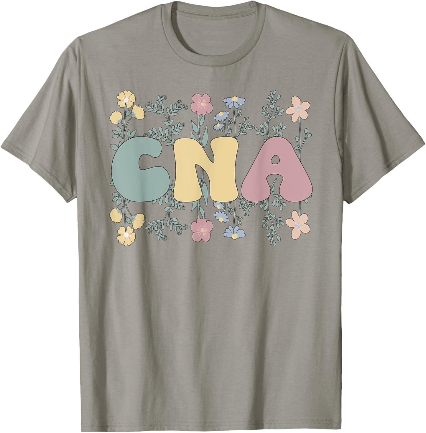 Groovy Certified Nursing Assistant Flowers CNA T-Shirt - T-Shirt | Sand