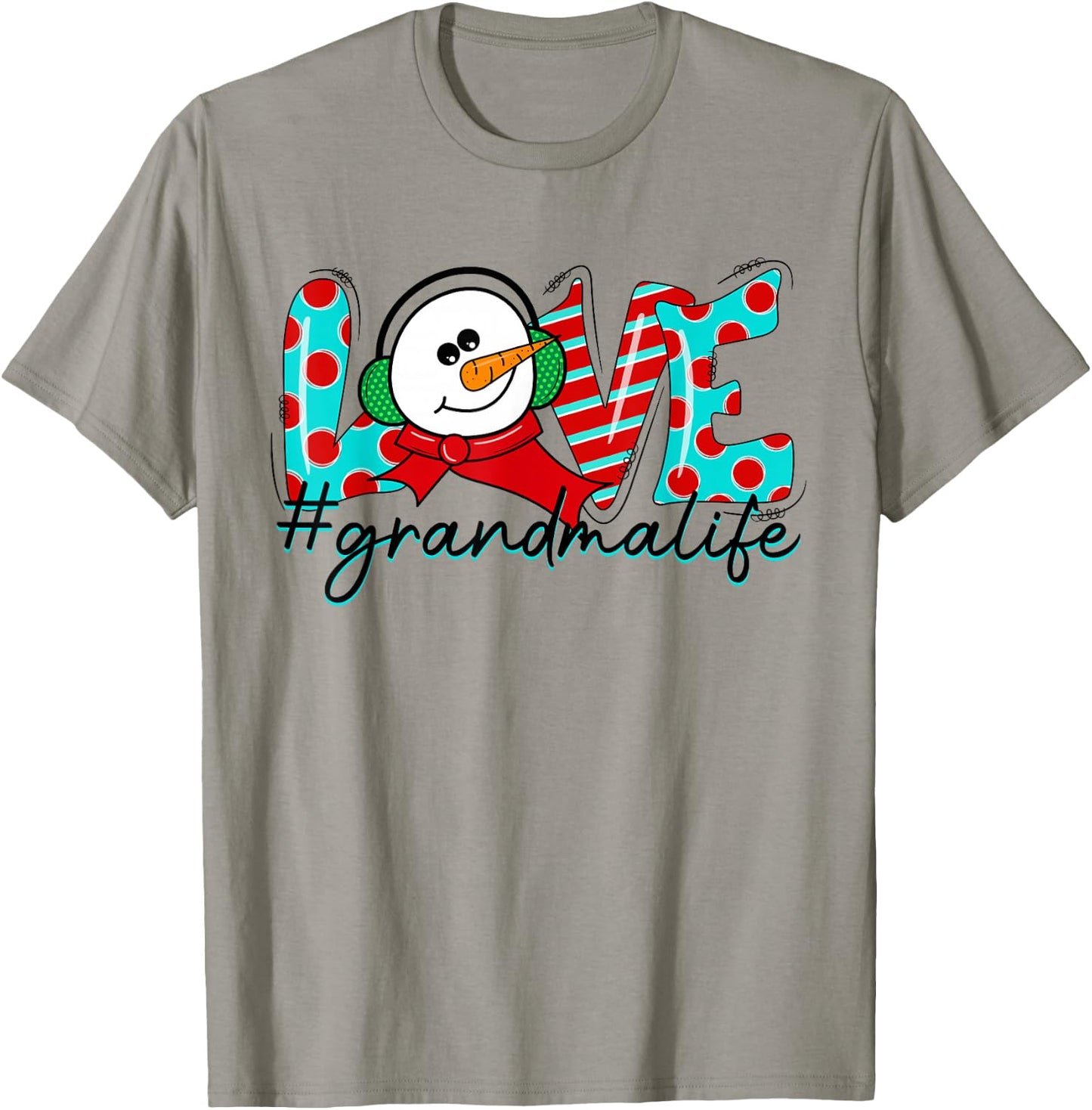 Love Grandma Life Christmas Grandma Xmas Pajama Snowman T-Shirt - T-Shirt | Sand
