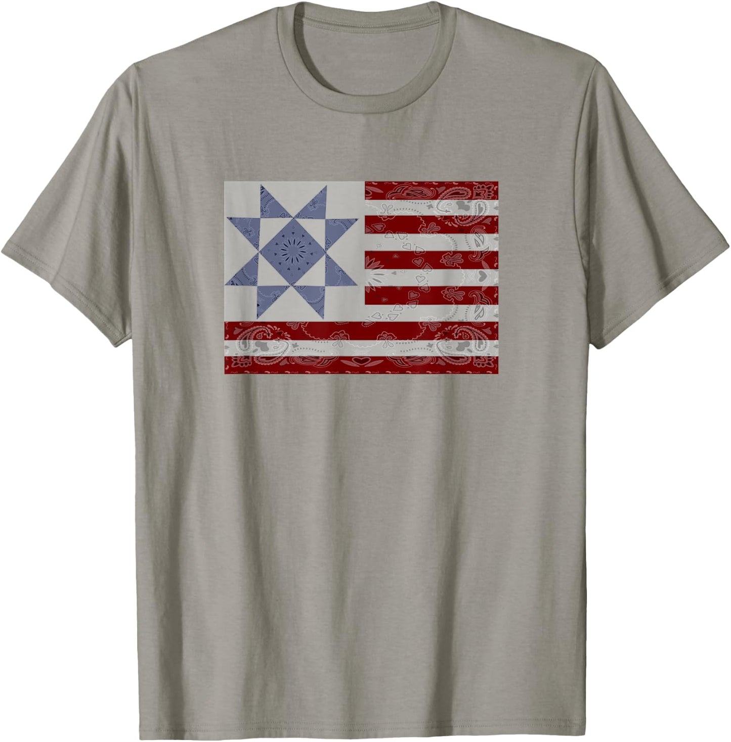 Barn Quilt Shirt July 4th shirt gifts Vintage USA Flag T-Shirt - T-Shirt | Sand