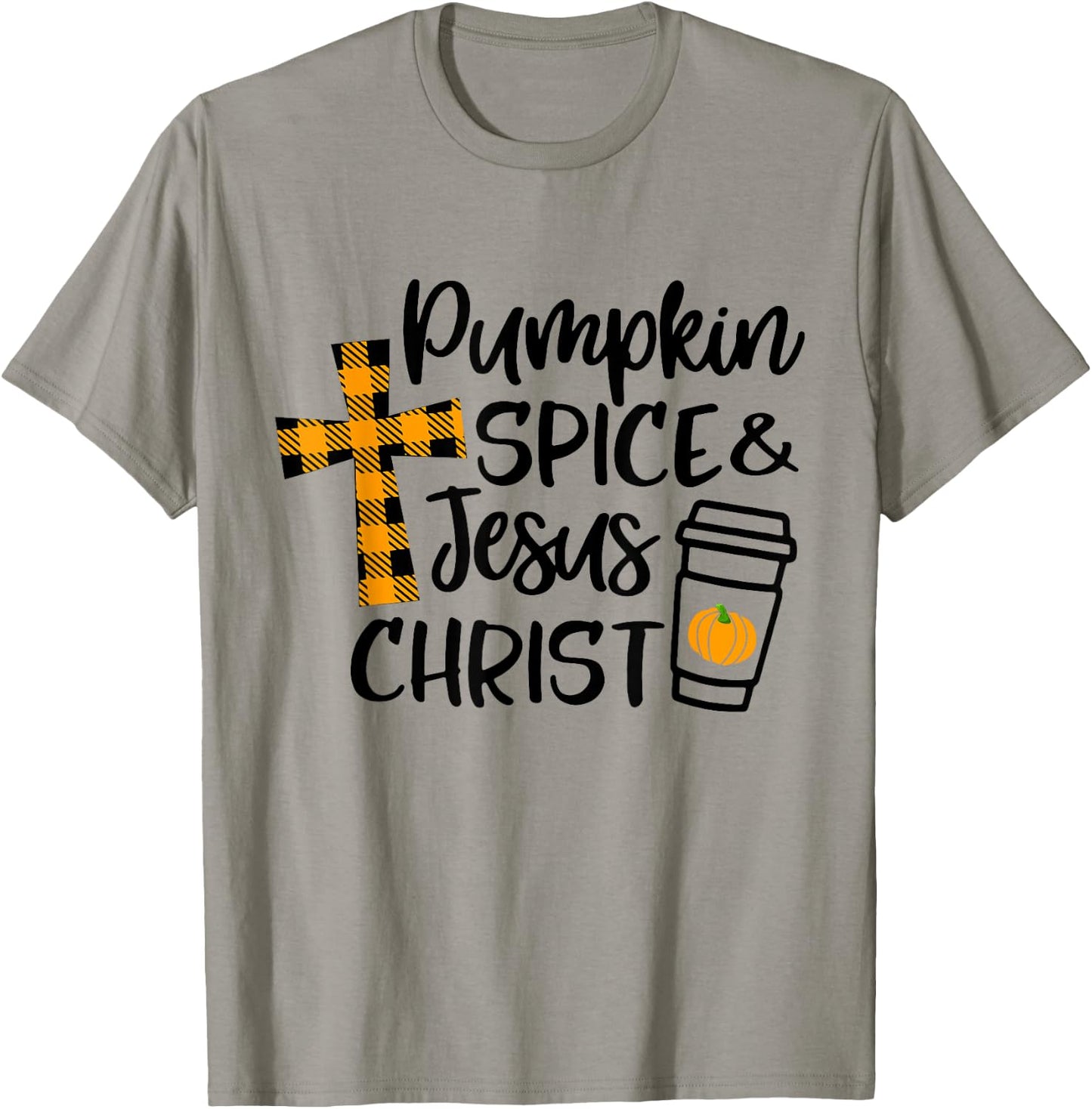 Hello Fall Pumpkin Spice & Jesus Christ Fall Christian Gift T-Shirt - T-Shirt | Sand