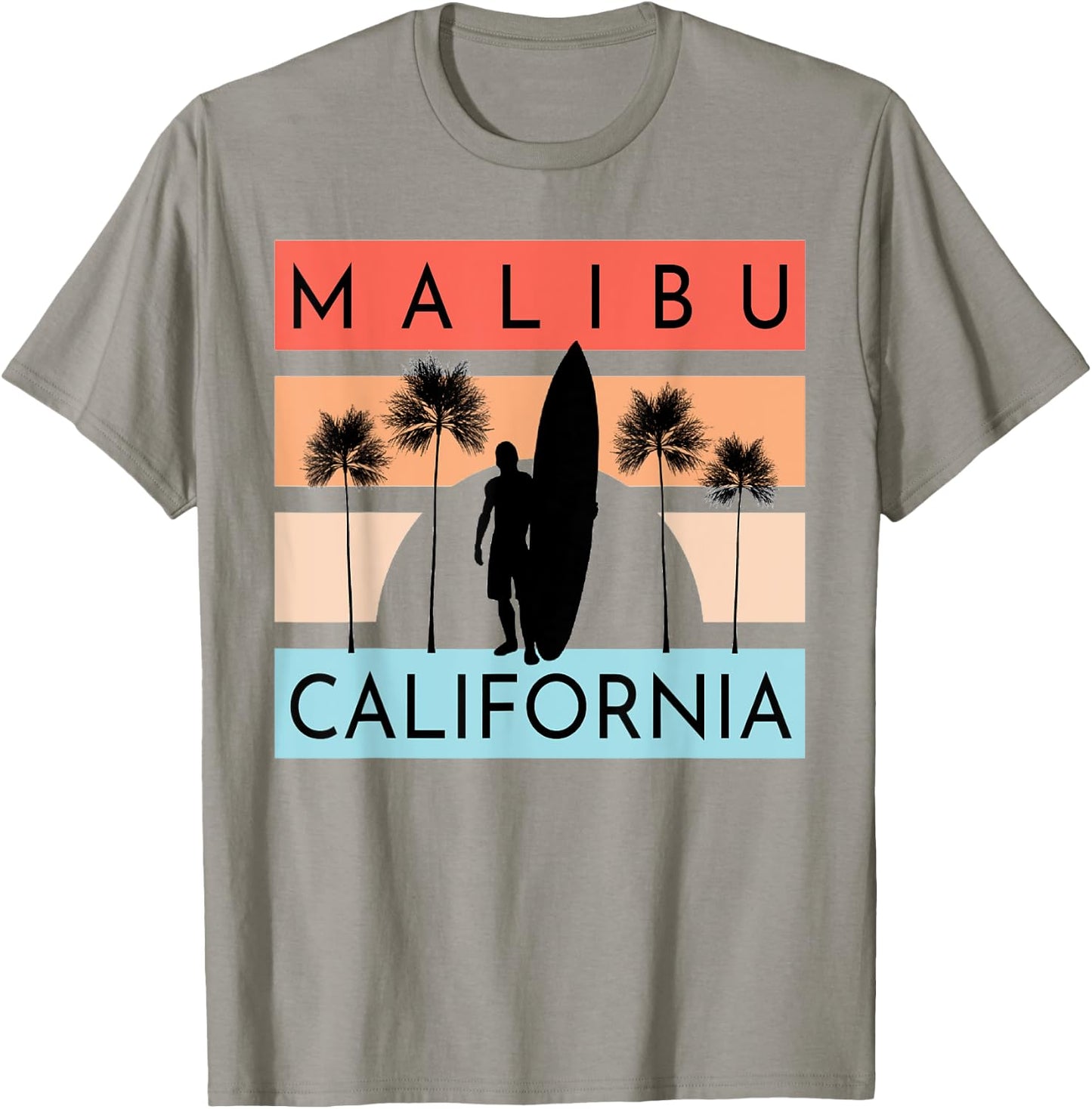 Malibu California Beach Surfing Ocean Summer Vacation Retro Men Women Kids T-Shirt - T-Shirt | Sand