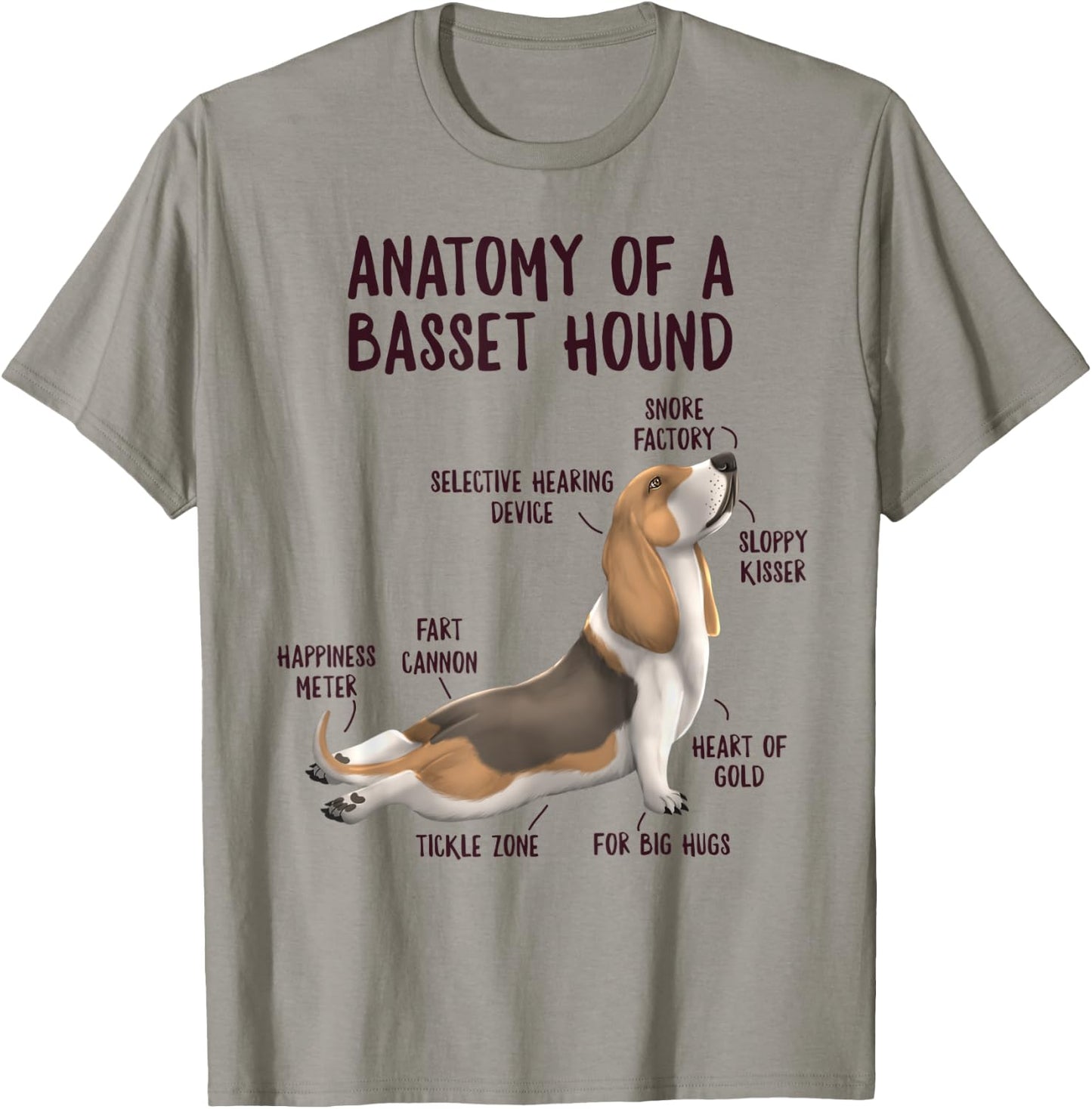 Anatomy of A Basset Hound Funny Dog Owner Puppy Lover T-Shirt - T-Shirt | Sand