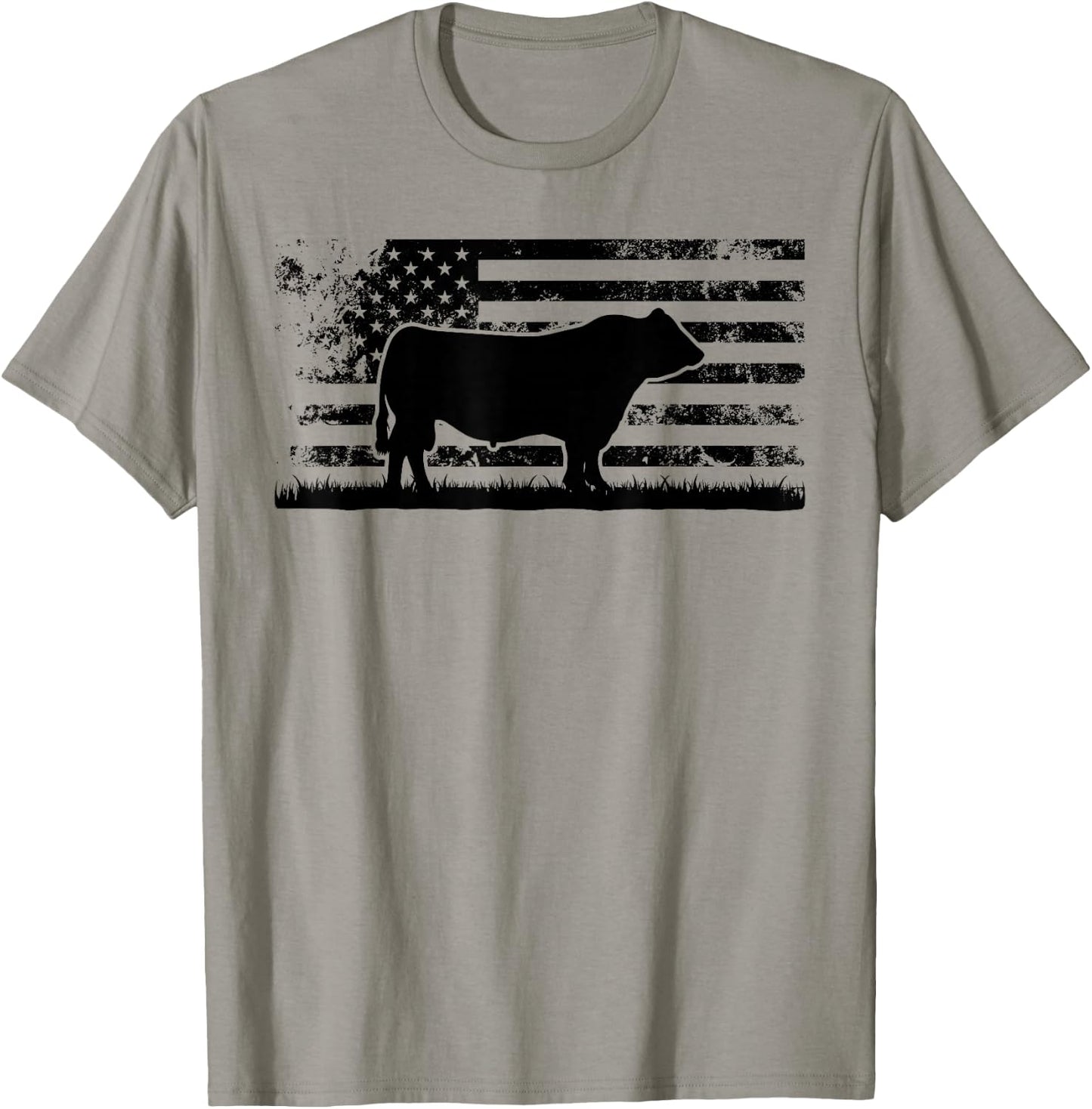 USA American Flag - America Cow Black Angus Rancher T-Shirt - T-Shirt | Sand