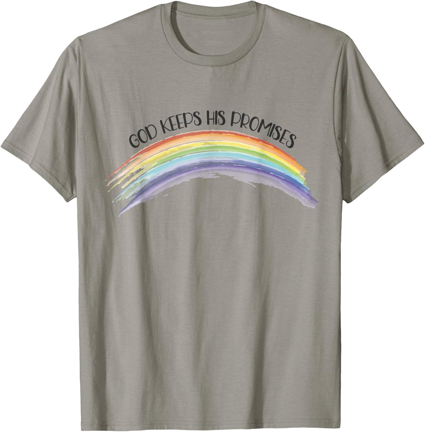 In God We Trust Apparel Rainbow God Keeps His Promises, Christian Religious Faith Grey T-Shirt - T-Shirt | Sand