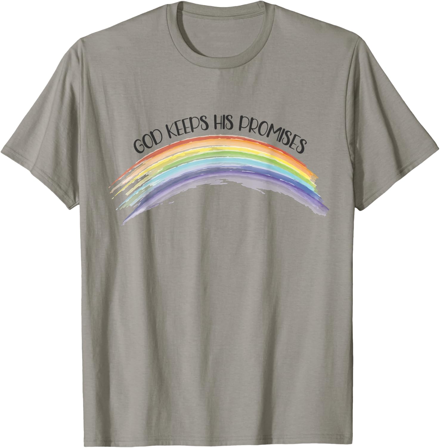 In God We Trust Apparel Rainbow God Keeps His Promises, Christian Religious Faith Grey T-Shirt - T-Shirt | Sand