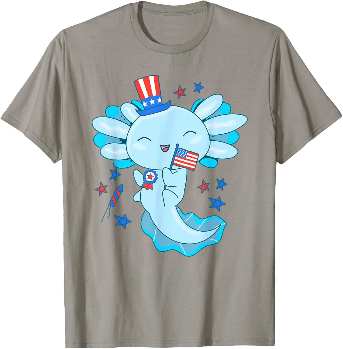 American Axolotl 4th Of July US Flag Patriotic Axolotl USA T-Shirt - T-Shirt | Sand