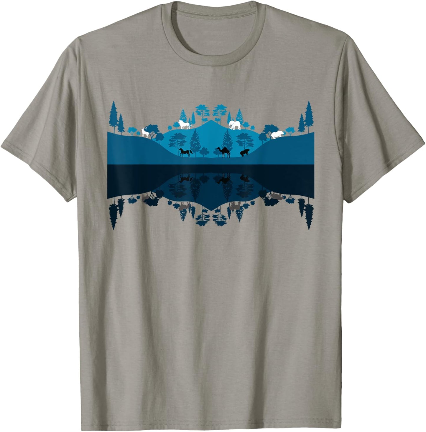 Wildlife Animals Outdoor Forest Trees Reflection Nature T-Shirt - T-Shirt | Sand