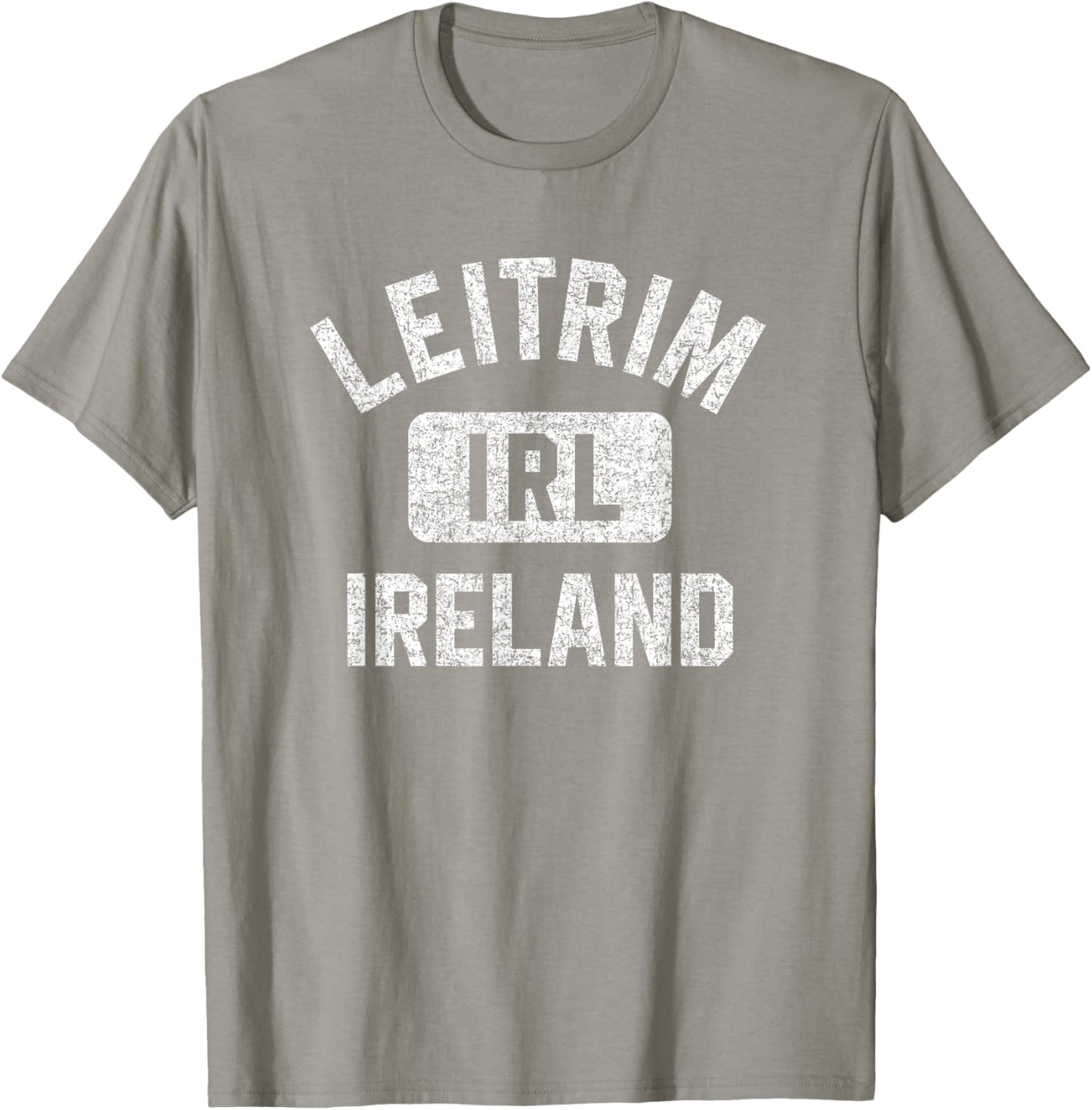 Leitrim Ireland IRL Gym Style Green w Distressed White Print T-Shirt - T-Shirt | Sand