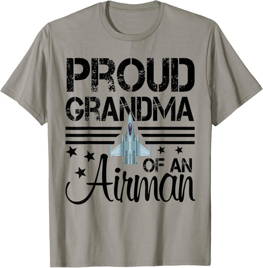 Proud Grandma of An Airman Jet Plane Pilot T-Shirt - T-Shirt | Sand