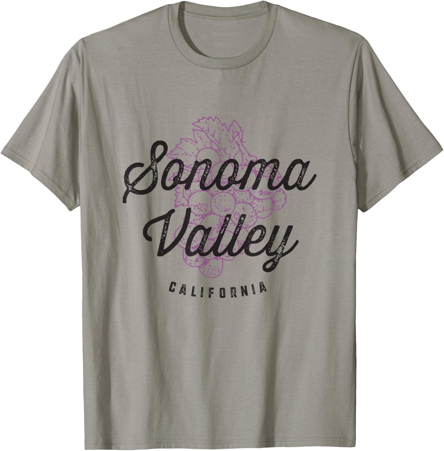 Sonoma Valley California Wine Country Vintage Grapes T-Shirt - T-Shirt | Sand
