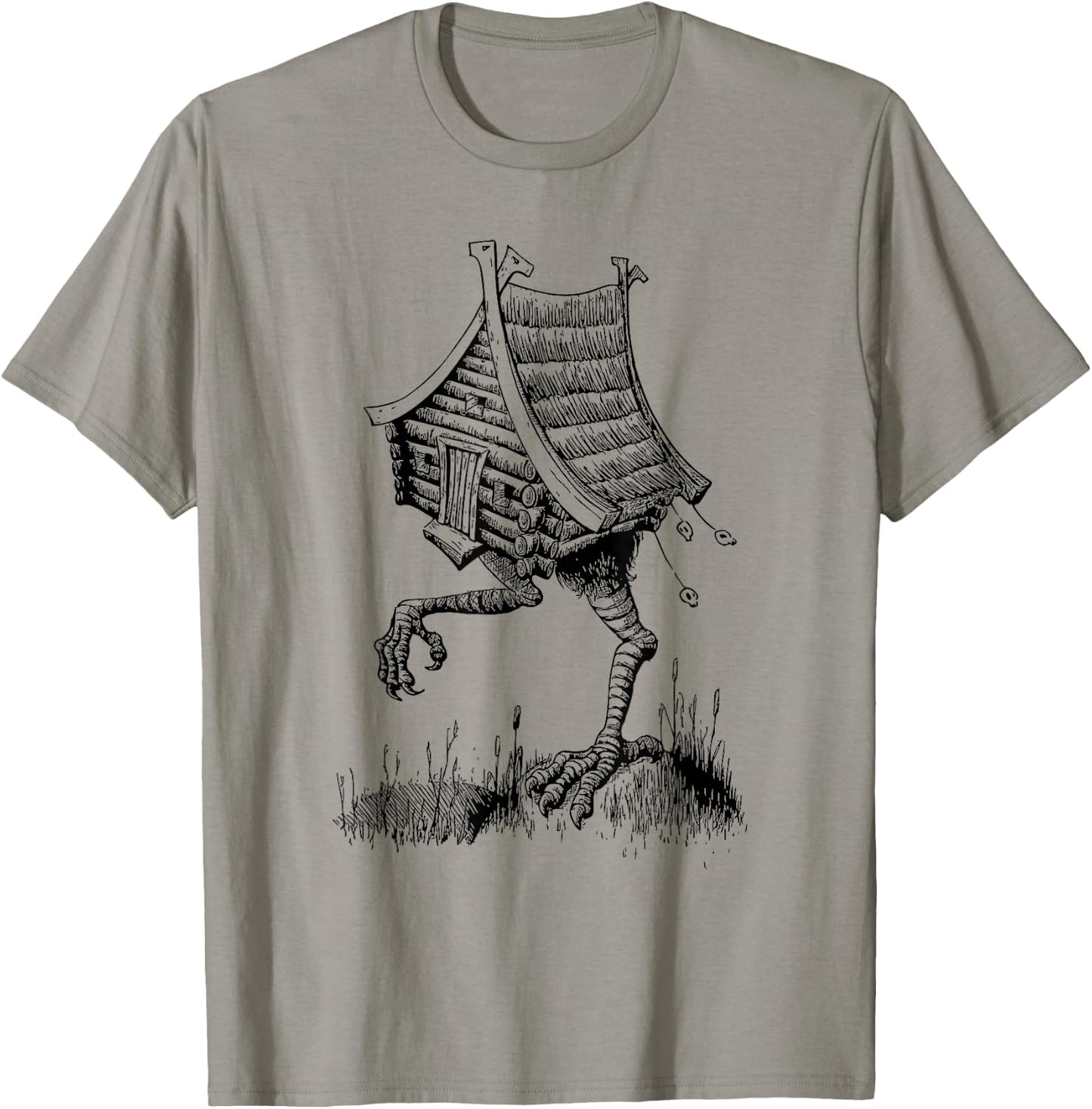 Walking House on Chicken Legs Slavic folklore Baba Yaga Art T-Shirt - T-Shirt | Sand