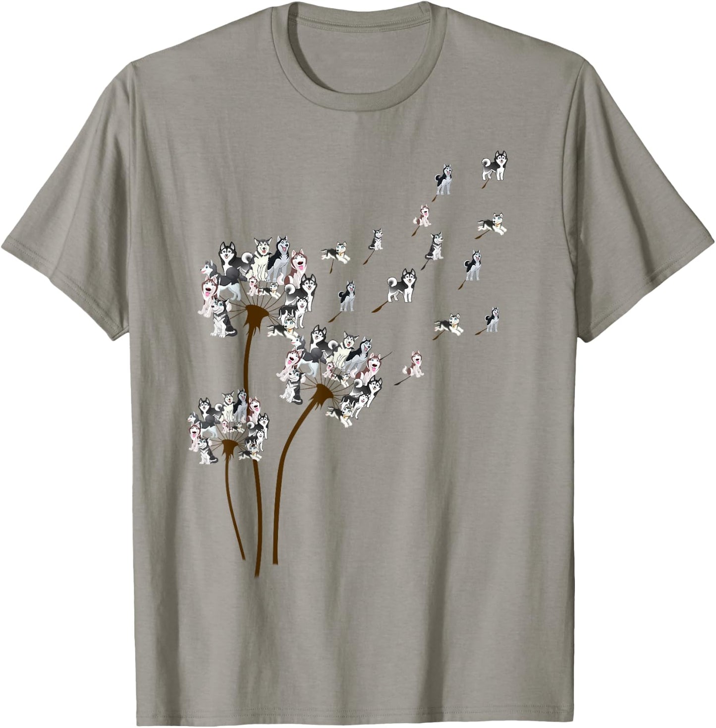 Husky Dandelion Funny Gift Dog Lovers T-Shirt - T-Shirt | Sand