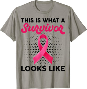 What A Survivor Looks Like Breast Cancer Awareness T-Shirt - T-Shirt | Sand
