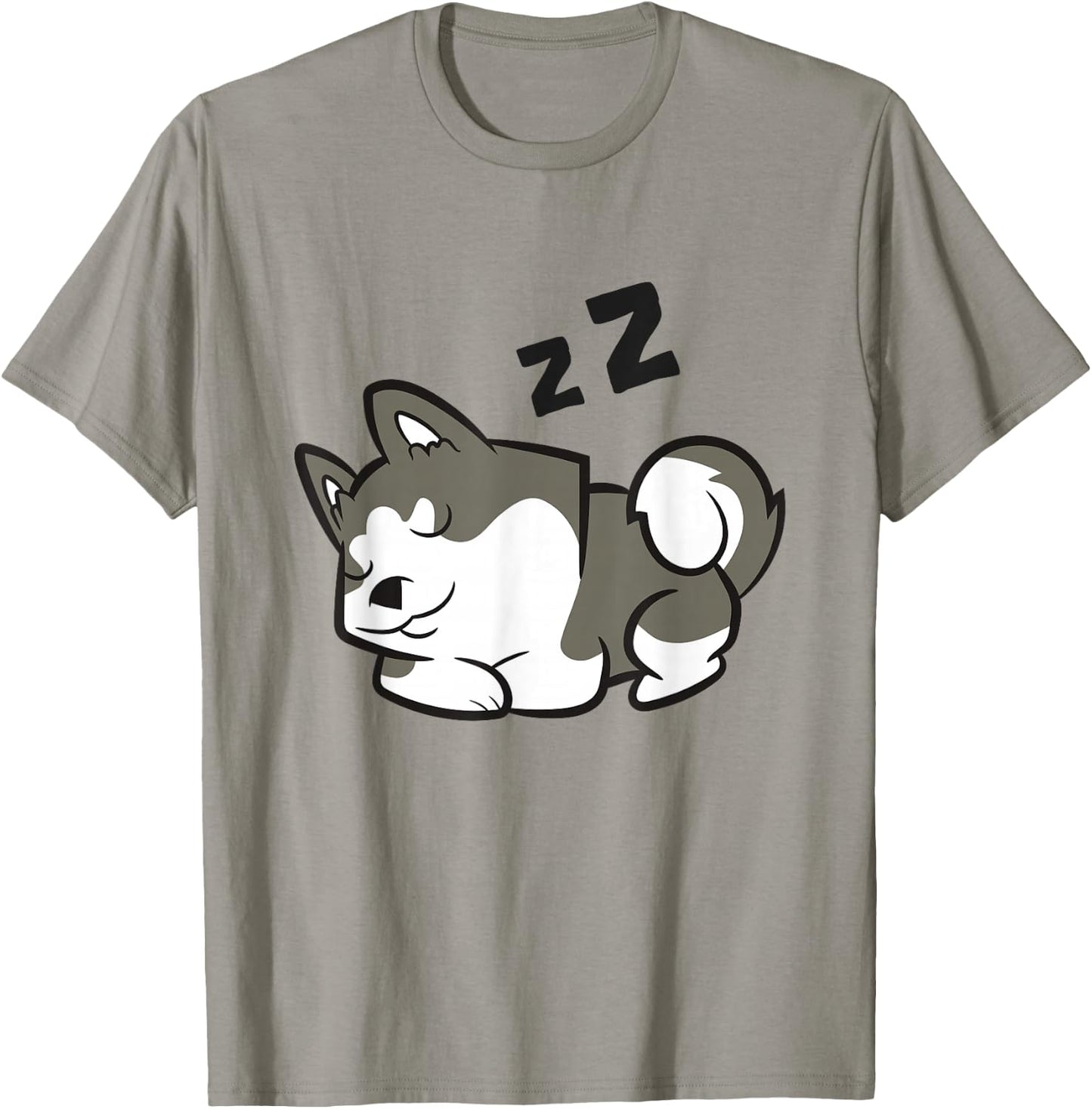 Siberian Husky Dog Sleeping Husky Pajama T-Shirt - T-Shirt | Sand