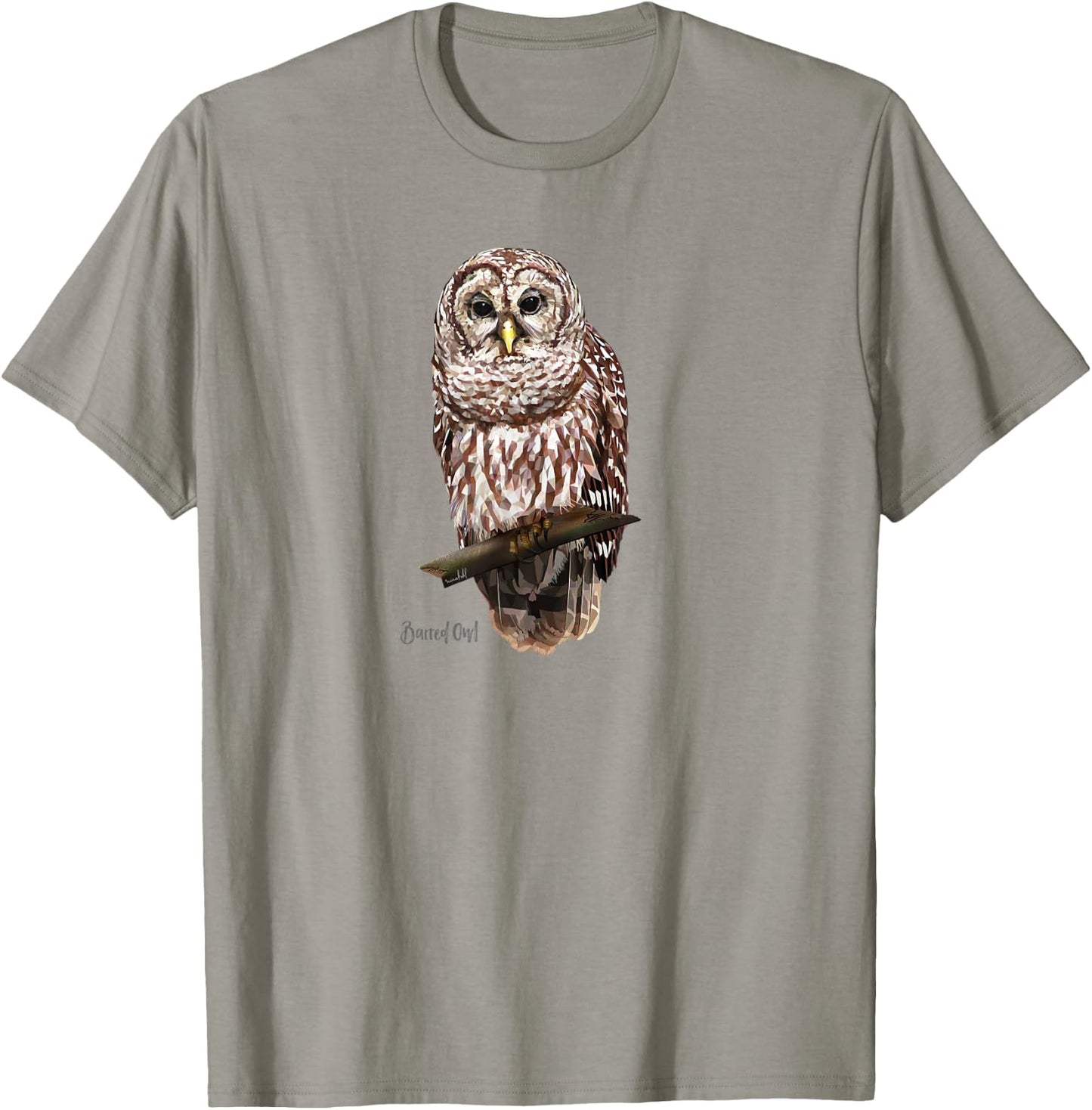 Barred Owl Graphic Birder Shirt Wildlife Bird Watching T-Shirt - T-Shirt | Sand
