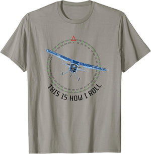 This Is How I Roll Funny Pilot Aviation Airplane T-Shirt - T-Shirt | Sand