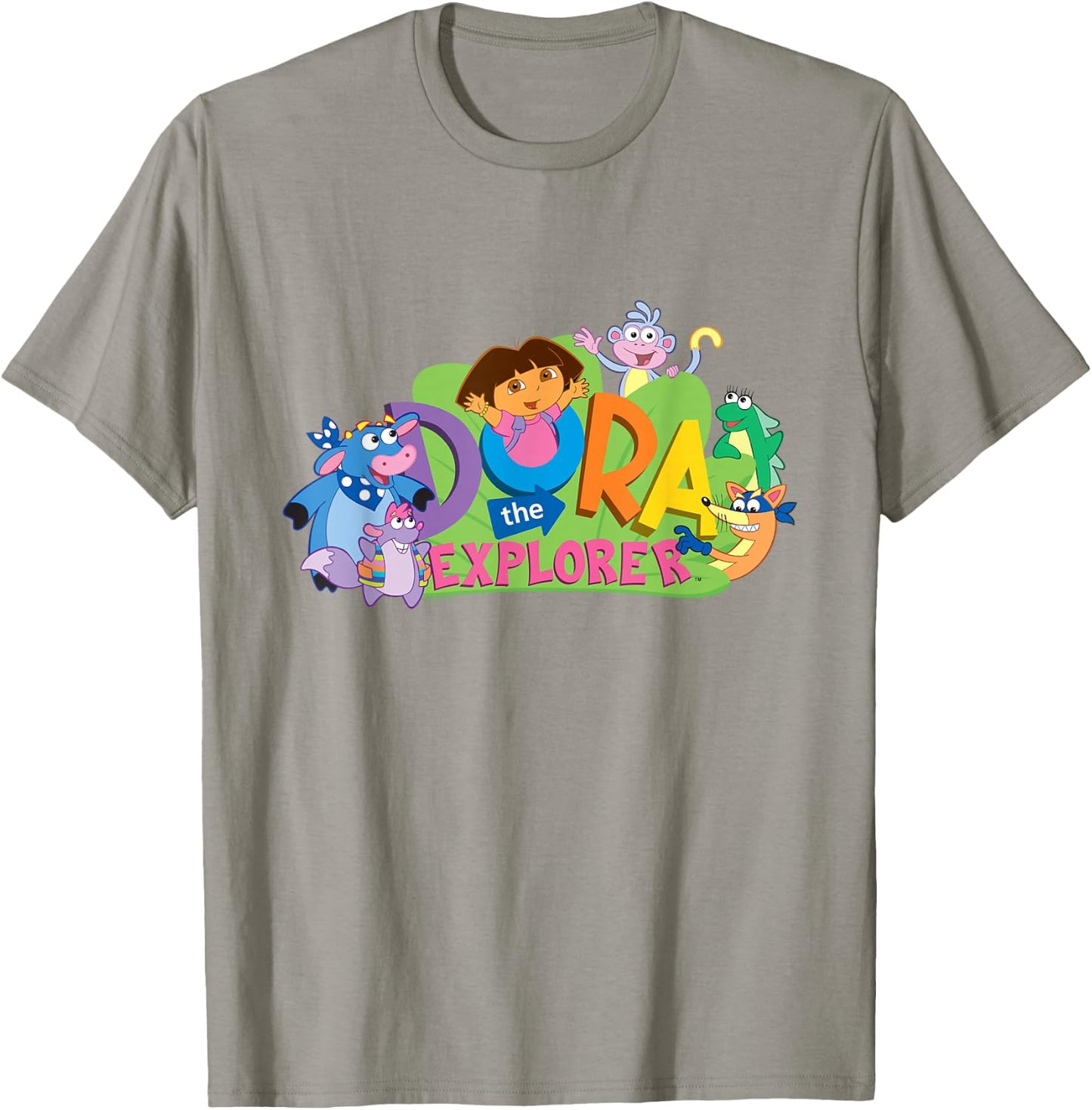 Dora The Explorer Classic Logo with Boots and Swiper T-Shirt - T-Shirt | Sand
