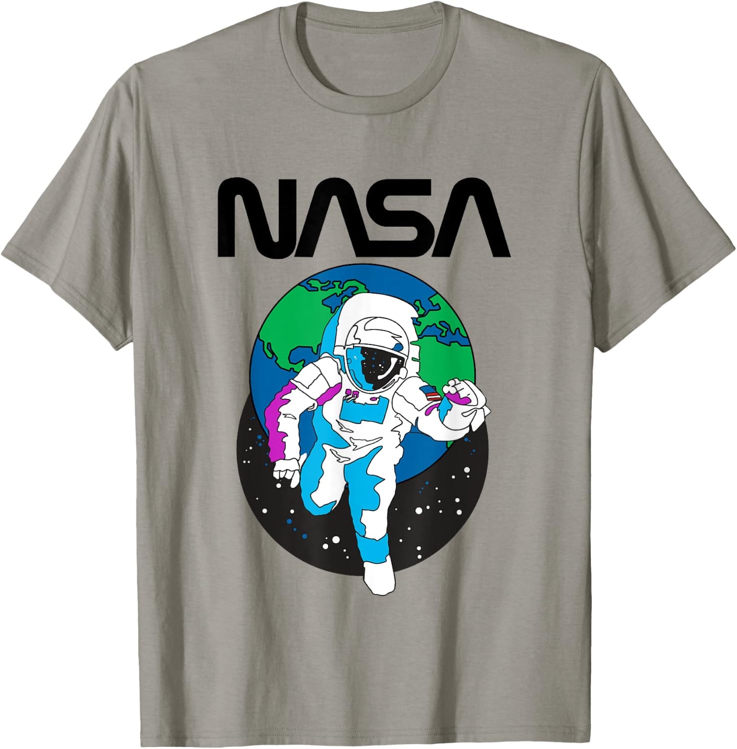 NASA Iconic Astronaut Over Earth Distressed Big Chest Logo T-Shirt - T-Shirt | Sand