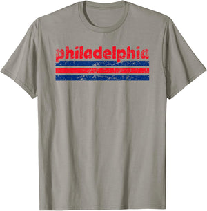 Philadelphia Pennsylvania Three Stripe Vintage Weathered T-Shirt - T-Shirt | Sand