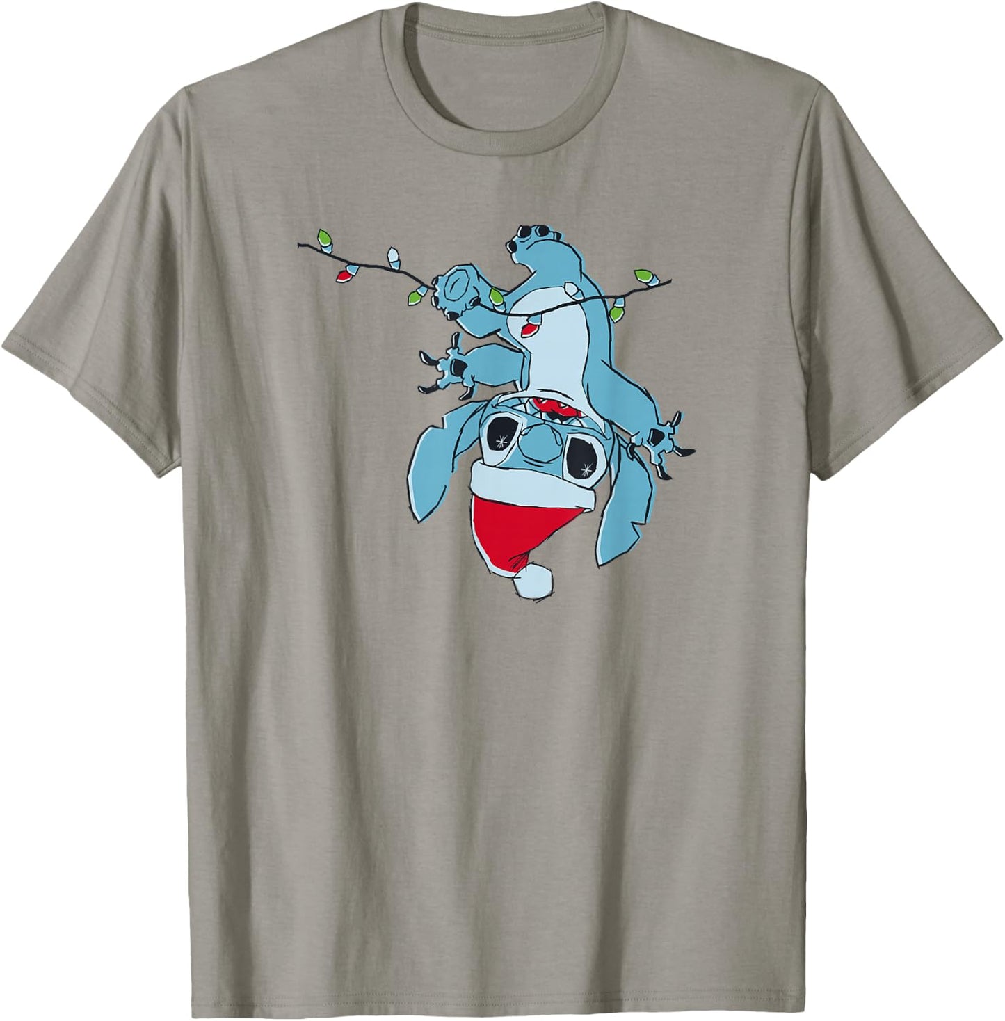 Disney Lilo & Stitch Christmas Lights Upside Down Stitch T-Shirt - T-Shirt | Sand