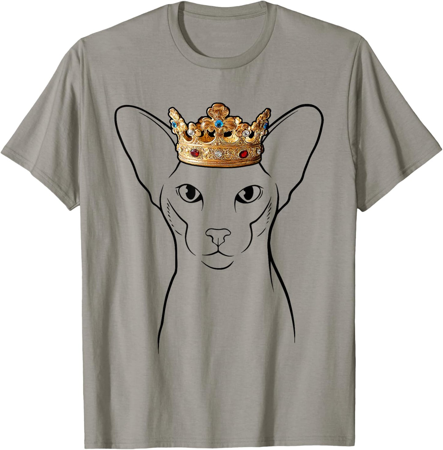 Oriental Cat Wearing Crown T-Shirt - T-Shirt | Sand
