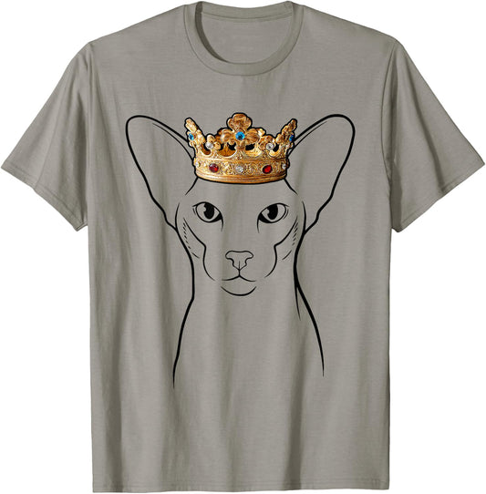 Oriental Cat Wearing Crown T-Shirt - T-Shirt | Sand