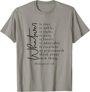 Christian Jesus Lovers Bible Philippians 4:8 Whatever's True T-Shirt - T-Shirt | Sand