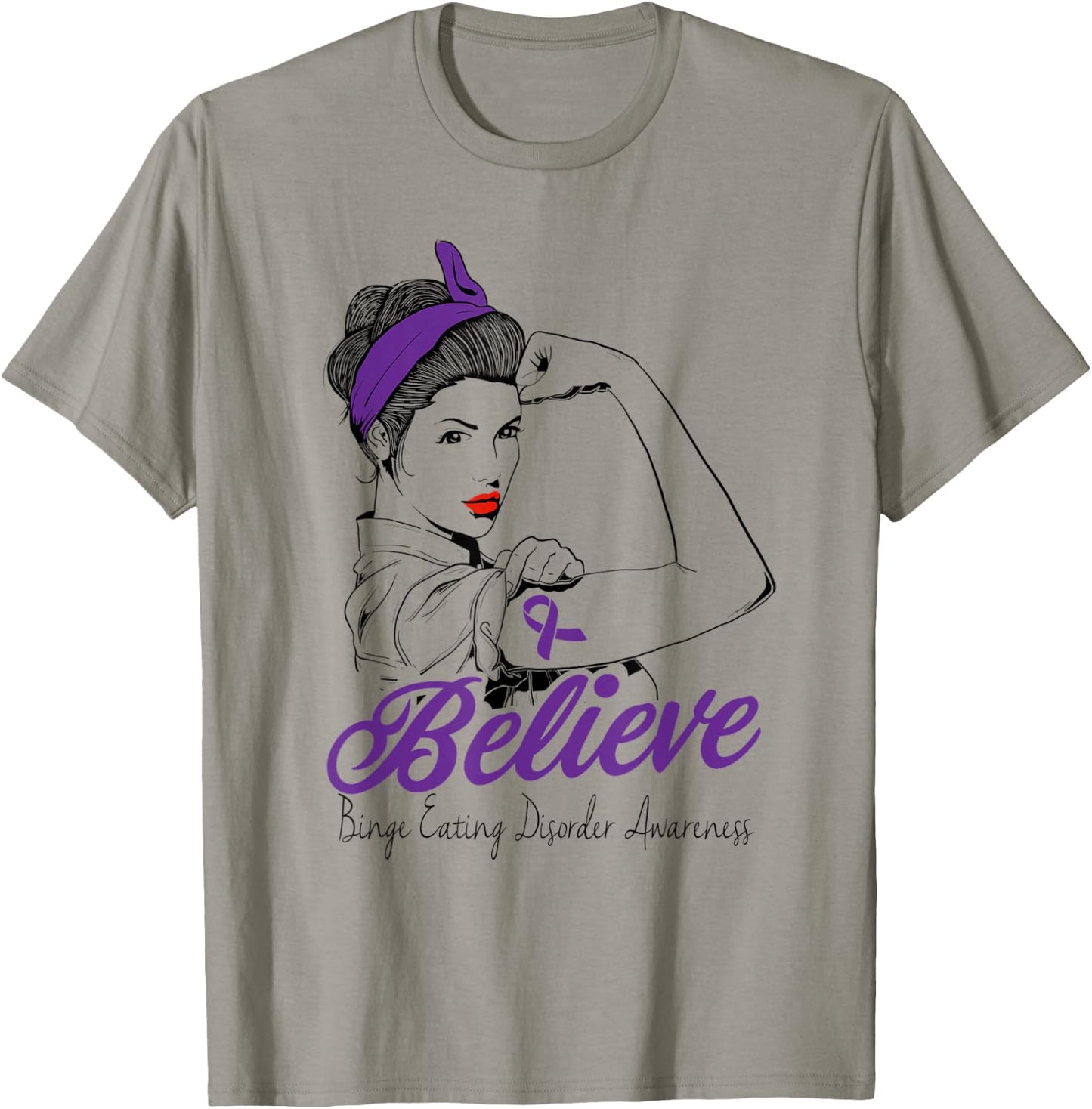 Binge Eating Disorder Warrior Unbreakable Purple Ribbon T-Shirt - T-Shirt | Sand