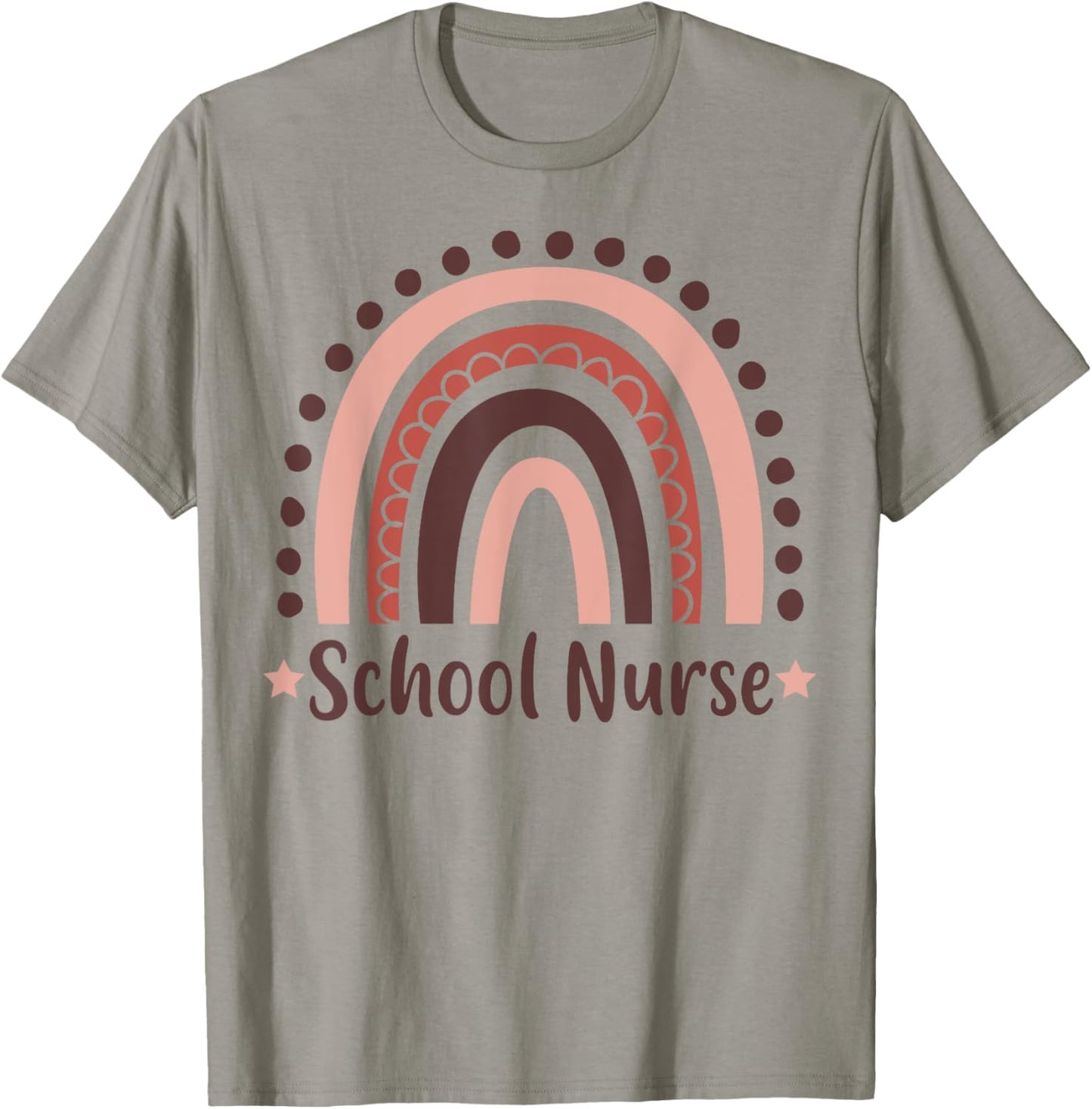School Nurse Boho Rainbow apparel Cute Teaching T-Shirt - T-Shirt | Sand