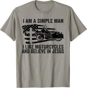 I am simple I like motorcycles and believe in Jesus T-Shirt - T-Shirt | Sand