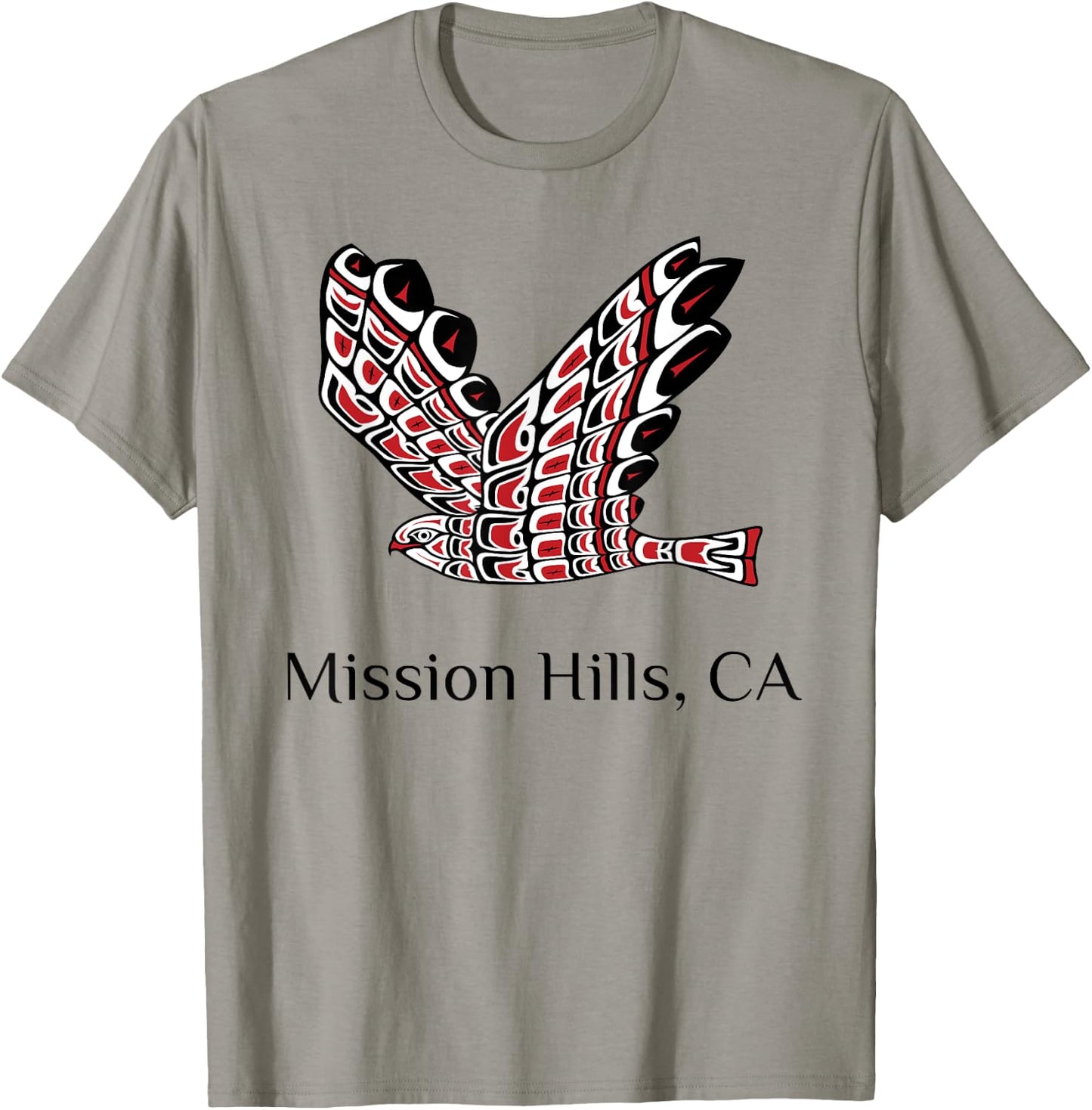 Mission Hills California Red Tail Hawk Native American T-Shirt - T-Shirt | Sand