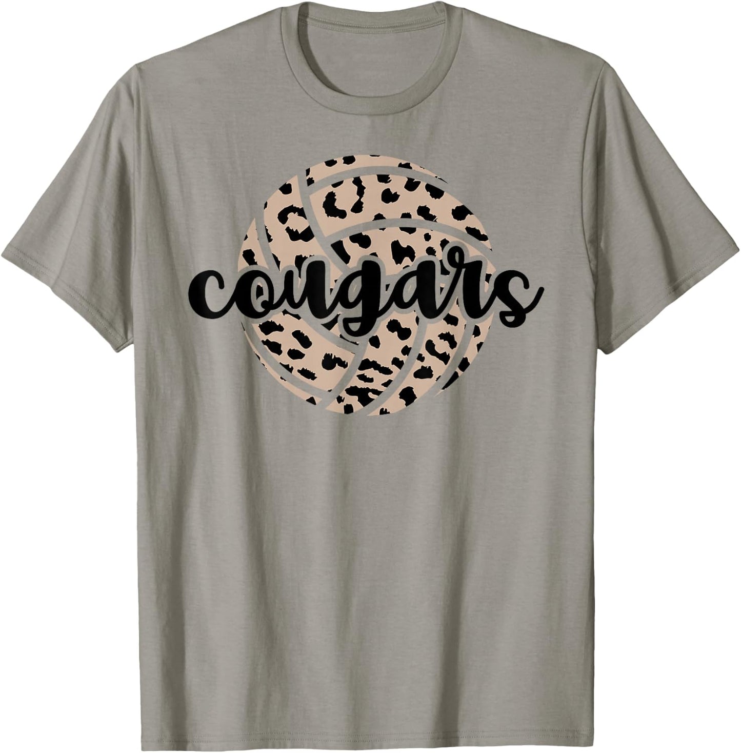 Cougars Volleyball Team Cheetah Mascot School Spirit Game T-Shirt - T-Shirt | Sand