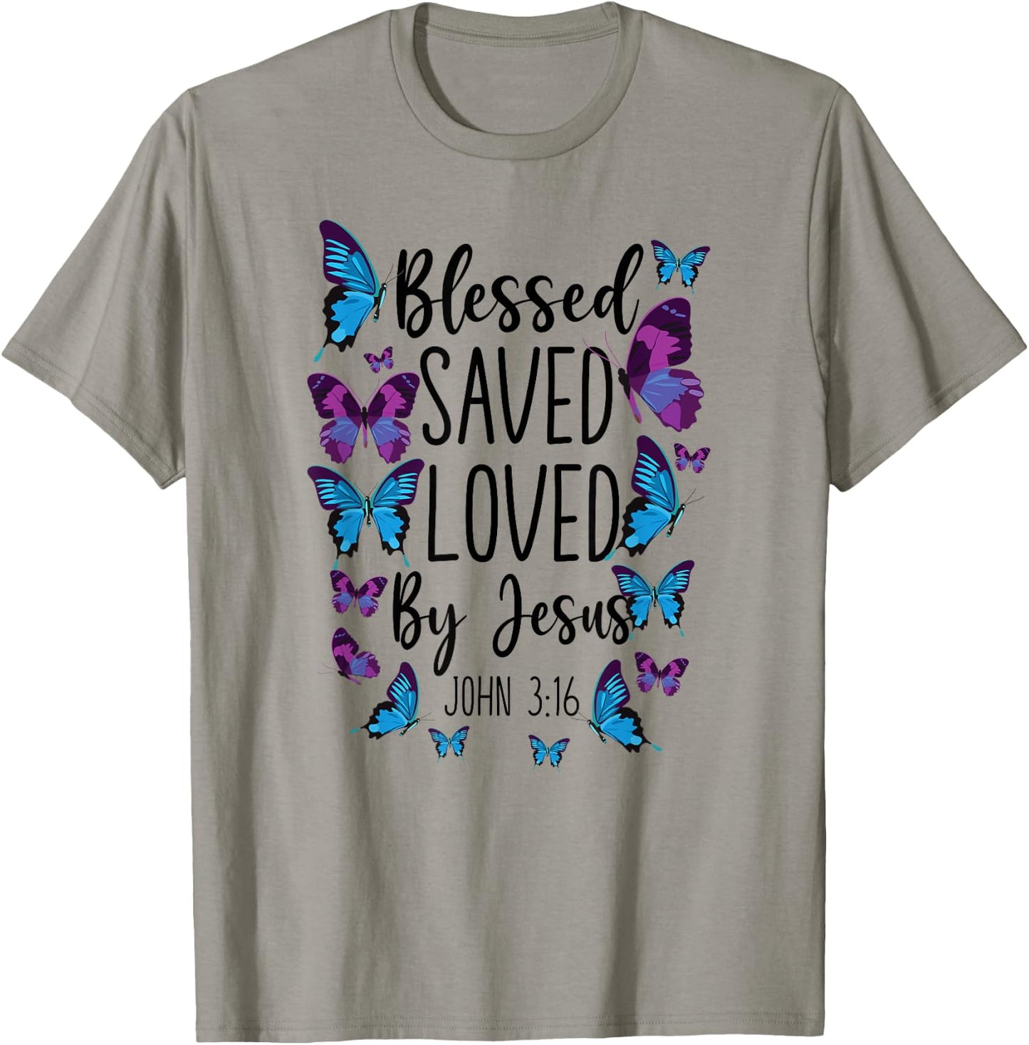 Christian Bible Verse Quote Butterfly John 3:16 T-Shirt - T-Shirt | Sand