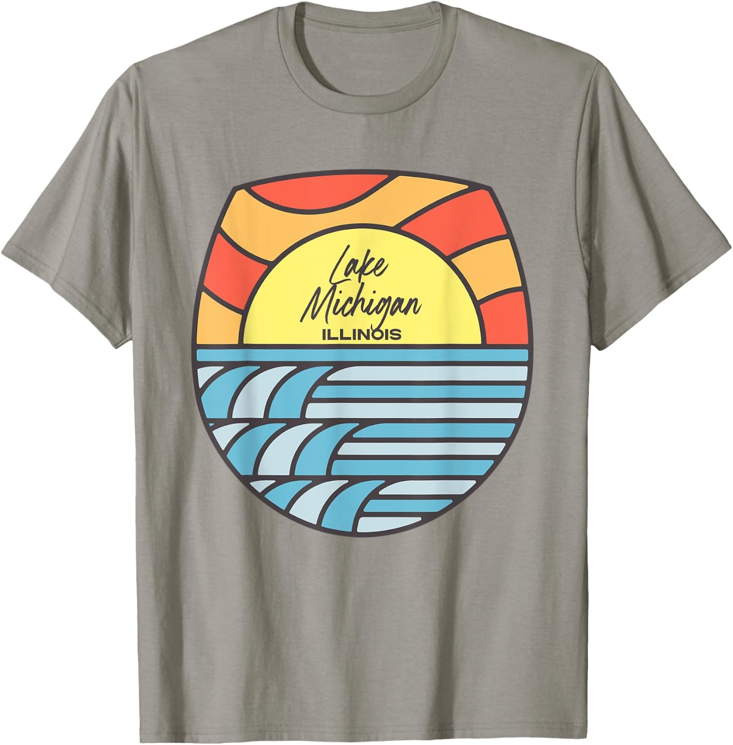 Lake Michigan Illinois IL Sunset Vacation Souvenir Chicago T-Shirt - T-Shirt | Sand