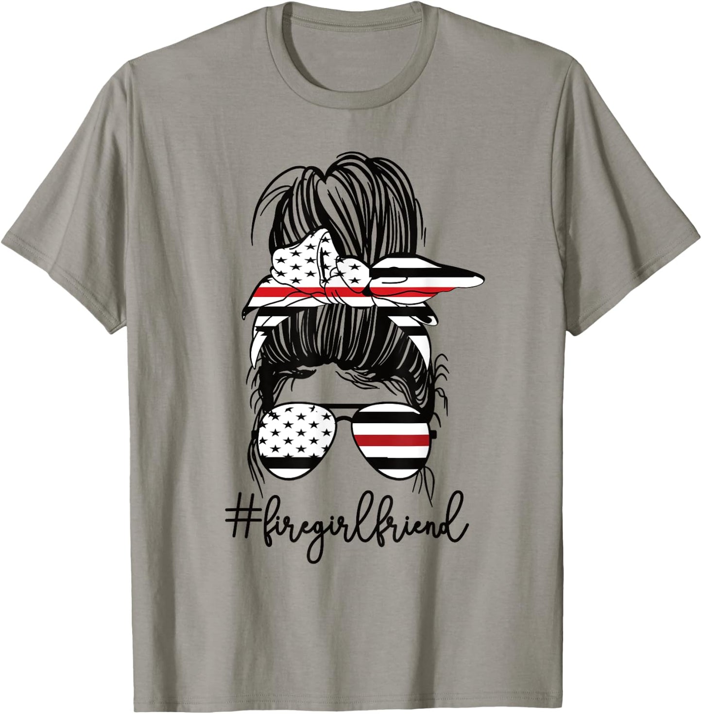 Funny Fire Girlfriend Thin Red Line Firefighter Girlfriend T-Shirt - T-Shirt | Sand